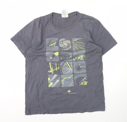 Adidas Men's Grey Graphic Print Short Sleeve T-Shirt