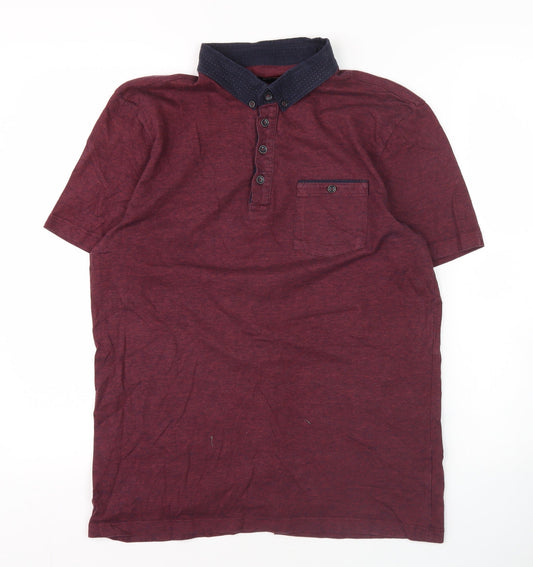 Jeff Banks Men's Red Polo Shirt M Cotton Short Sleeve