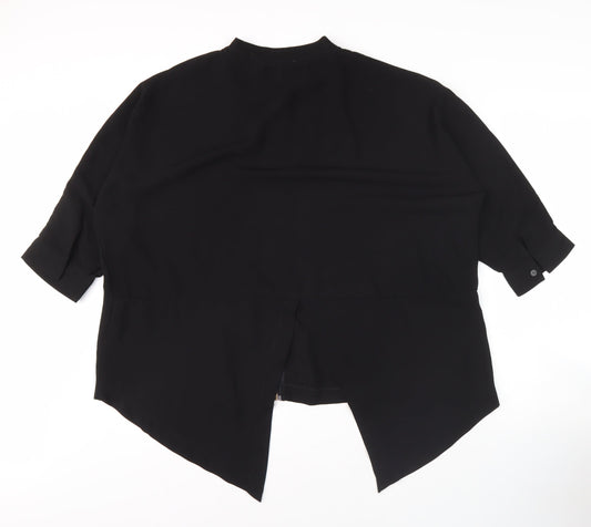 Womens UK Size 14 Apricot Black Basic Blouse