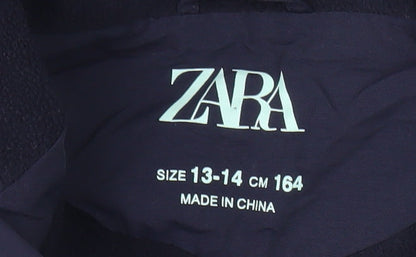 Zara Girls Blue Anorak Jacket, 13-14 Years, Hooded, Lined