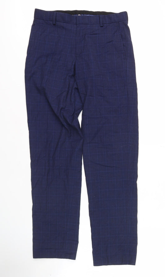 Ben Sherman Men's Blue Check Trousers 30R