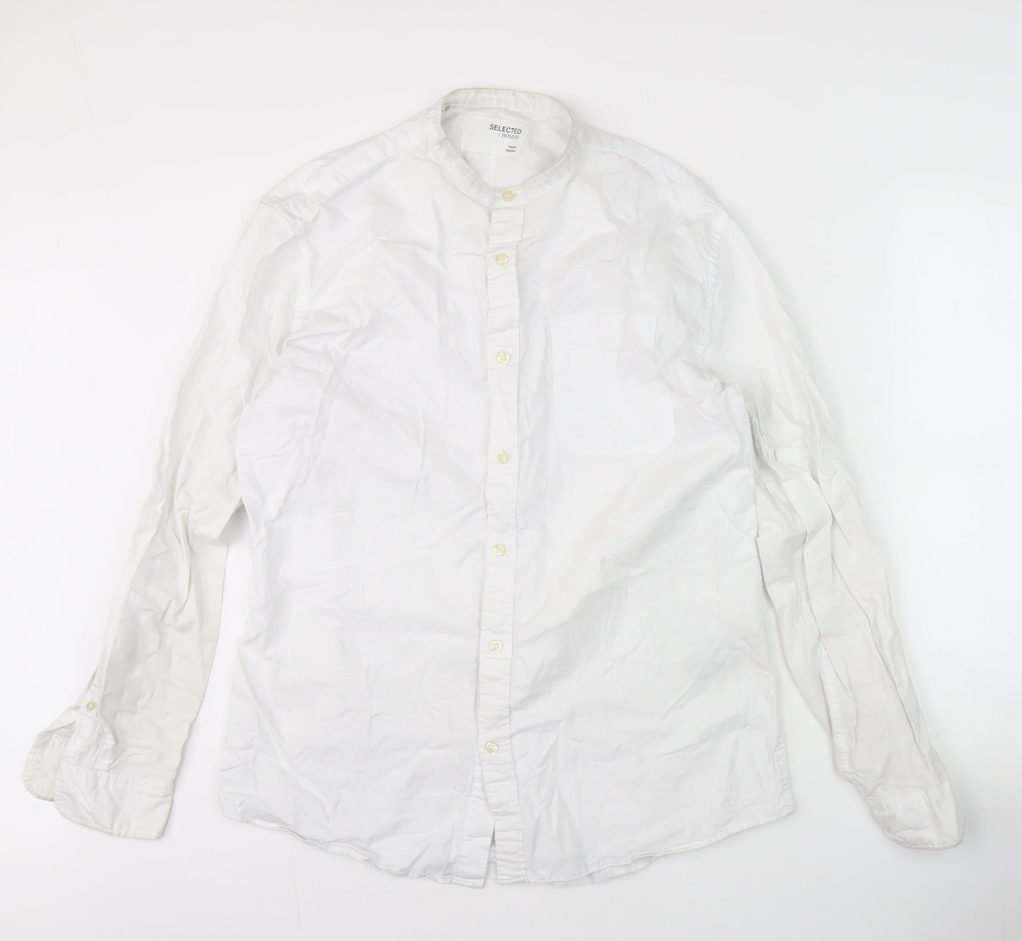 Selected Homme Men's White Regular Fit Shirt, Size 16.5