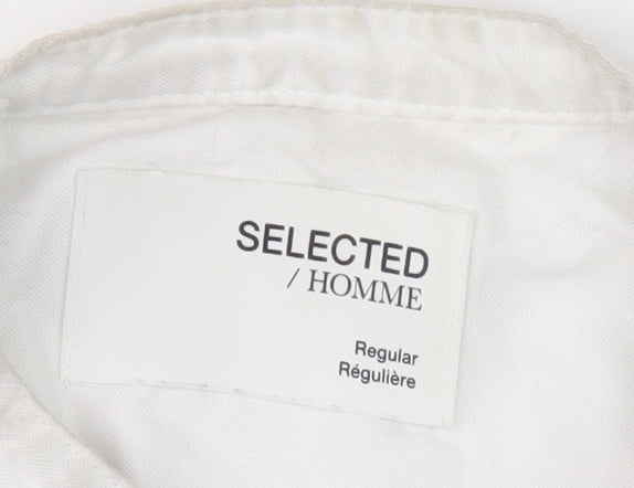 Selected Homme Men's White Regular Fit Shirt, Size 16.5