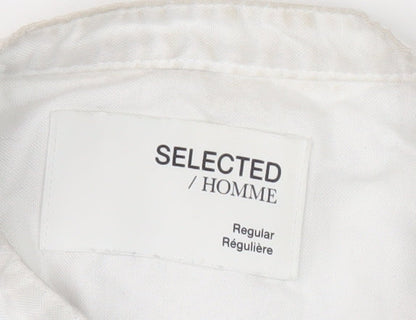 Selected Homme Men's White Regular Fit Shirt, Size 16.5