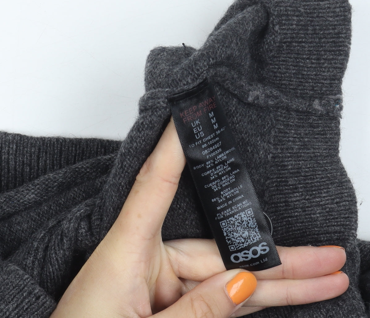 ASOS Men's Grey Wool Cardigan M, Button Down