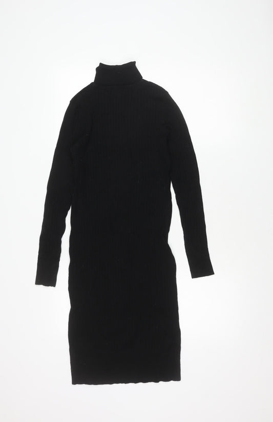 Next Women's Black High Neck Sheath Dress Size 8