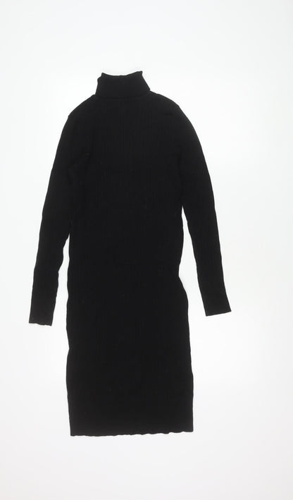 Next Women's Black High Neck Sheath Dress Size 8