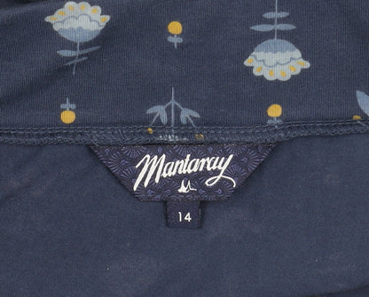 Mantaray Women's Blue Floral A-Line Skirt Size 14