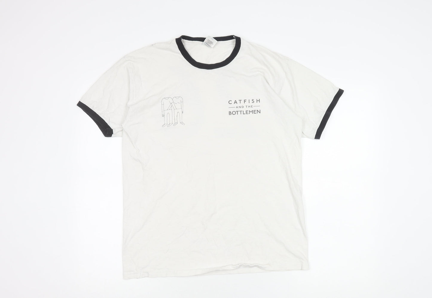 Unisex Adults UK Size L Fruit of the Loom White Ringer T-Shirt