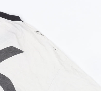 Unisex Adults UK Size L Fruit of the Loom White Ringer T-Shirt