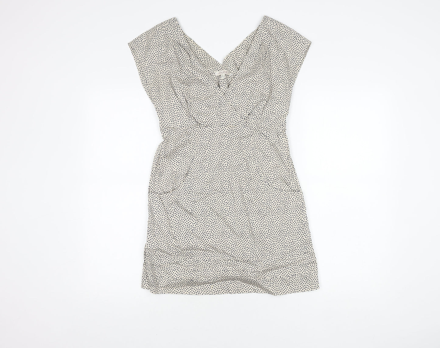 Joules Women Polka Dot Shift Dress Size 8 White Cotton