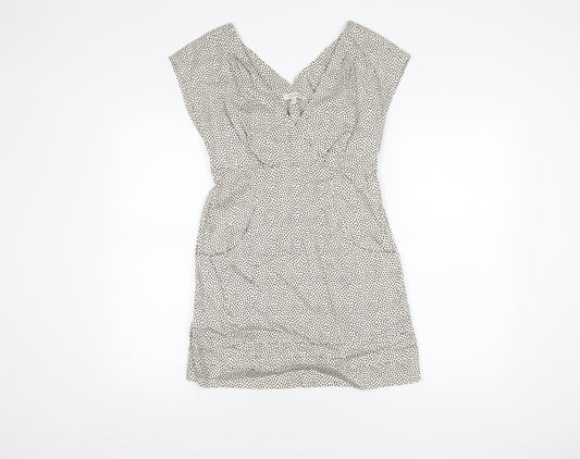 Joules Women Polka Dot Shift Dress Size 8 White Cotton