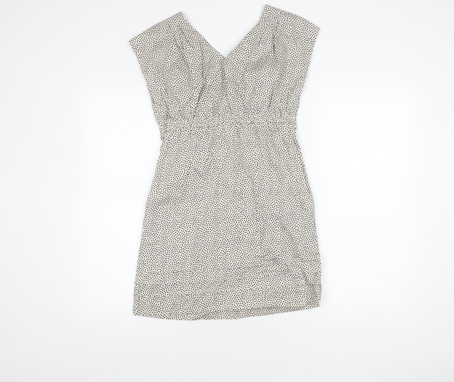 Joules Women Polka Dot Shift Dress Size 8 White Cotton