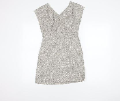 Joules Women Polka Dot Shift Dress Size 8 White Cotton
