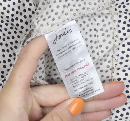 Joules Women Polka Dot Shift Dress Size 8 White Cotton