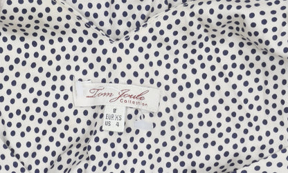Joules Women Polka Dot Shift Dress Size 8 White Cotton