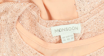Womens UK Size 14 Monsoon Peach Basic Blouse