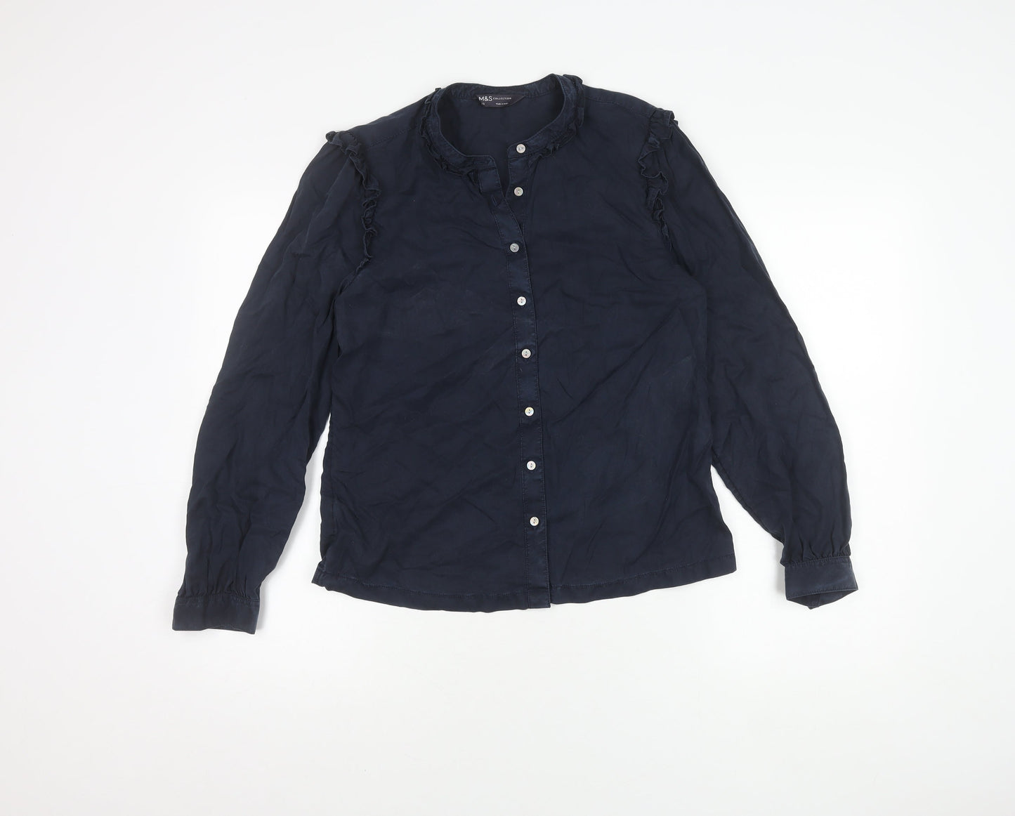 Womens UK Size 10 Marks and Spencer Blue Basic Button-Up
