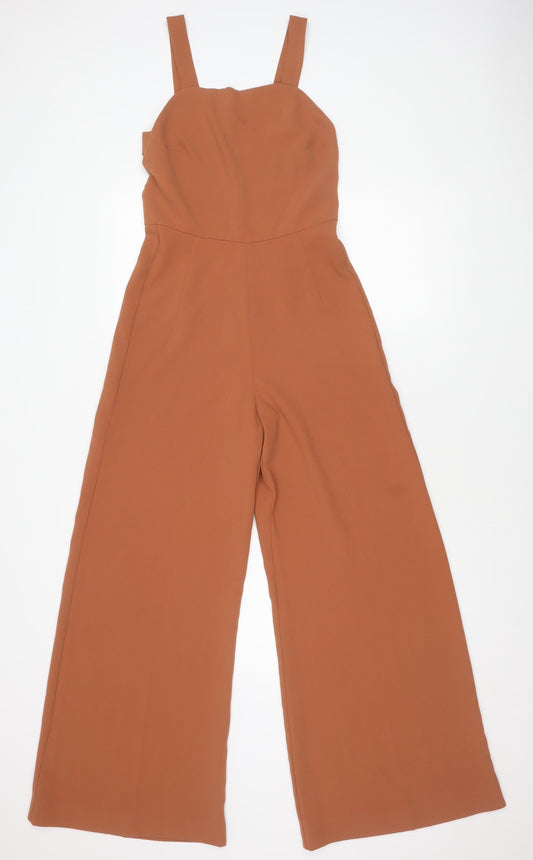 Zara Women Brown Jumpsuit XS Wide-Leg Sweetheart