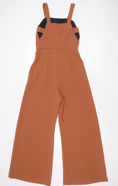 Zara Women Brown Jumpsuit XS Wide-Leg Sweetheart