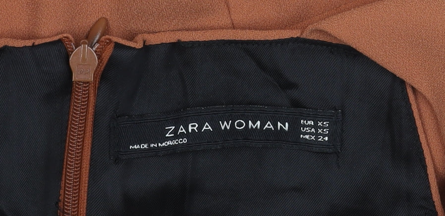 Zara Women Brown Jumpsuit XS Wide-Leg Sweetheart