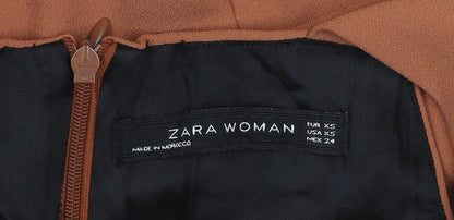 Zara Women Brown Jumpsuit XS Wide-Leg Sweetheart