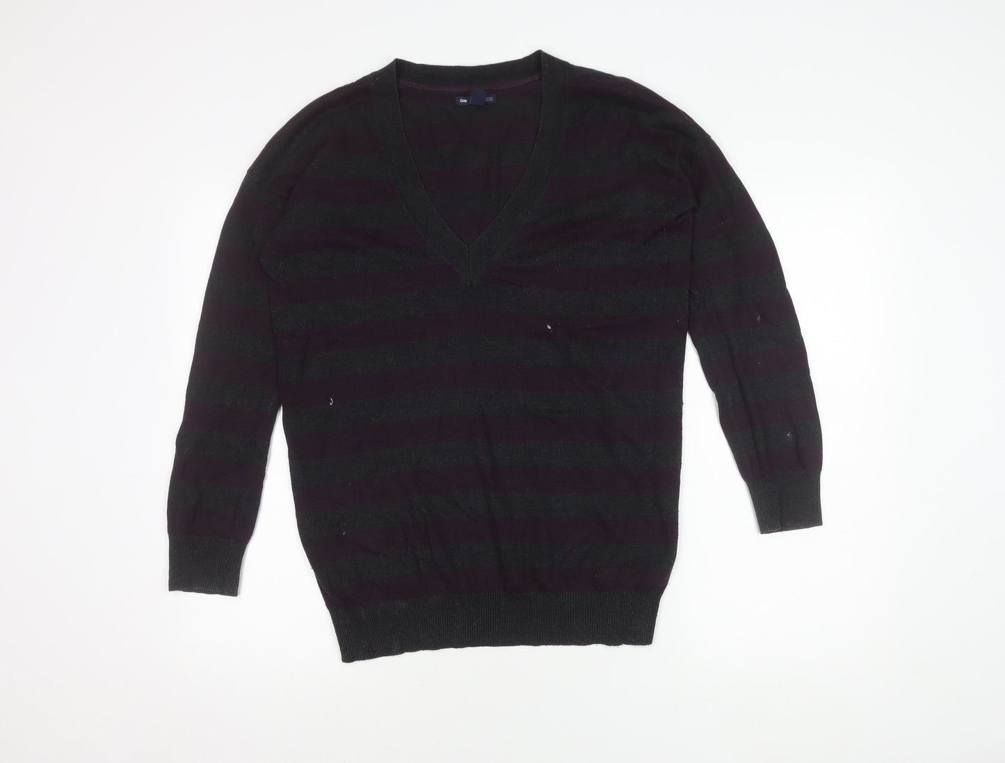 Gap Men's Multicoloured Striped V-Neck Jumper S