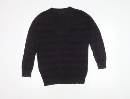 Gap Men's Multicoloured Striped V-Neck Jumper S