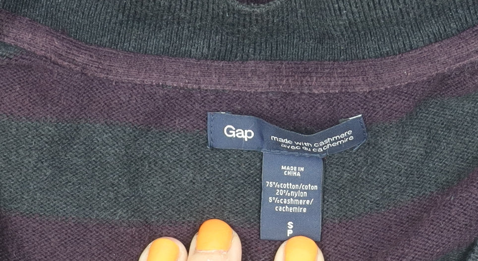 Gap Men's Multicoloured Striped V-Neck Jumper S