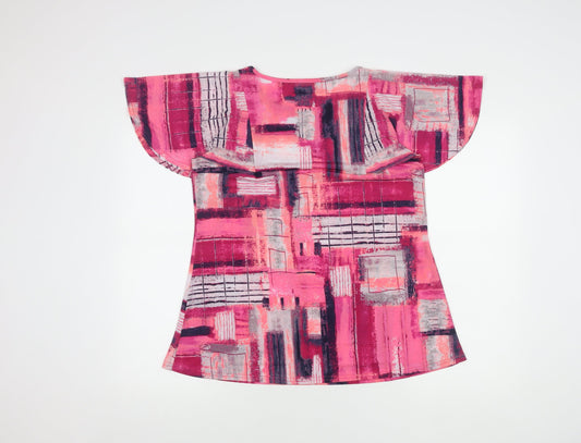 Womens UK Size 14 BASSINI Pink Basic Blouse
