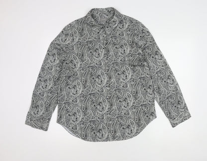 Jaeger Women's Black Paisley Collared Top Size 12