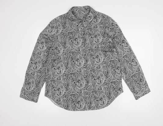 Jaeger Women's Black Paisley Collared Top Size 12