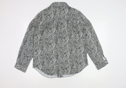 Jaeger Women's Black Paisley Collared Top Size 12