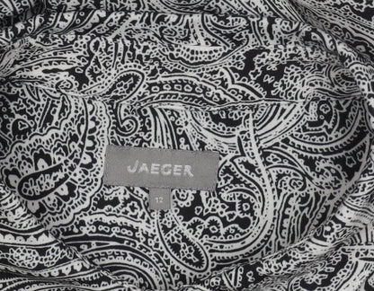Jaeger Women's Black Paisley Collared Top Size 12
