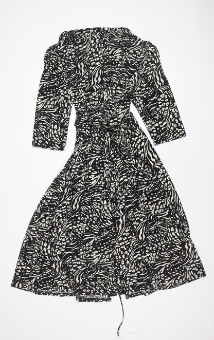 Oasis Women's Black XL Animal Print Dress
