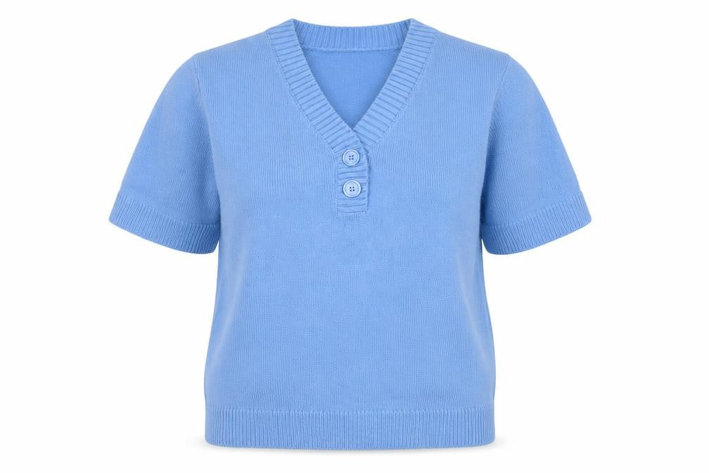 Womens UK Size L Damart Blue Henley Jumper