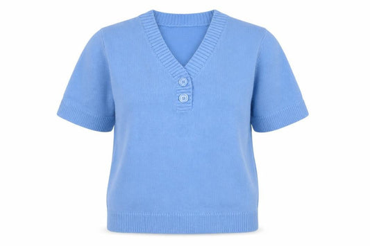 Womens UK Size L Damart Blue Henley Jumper