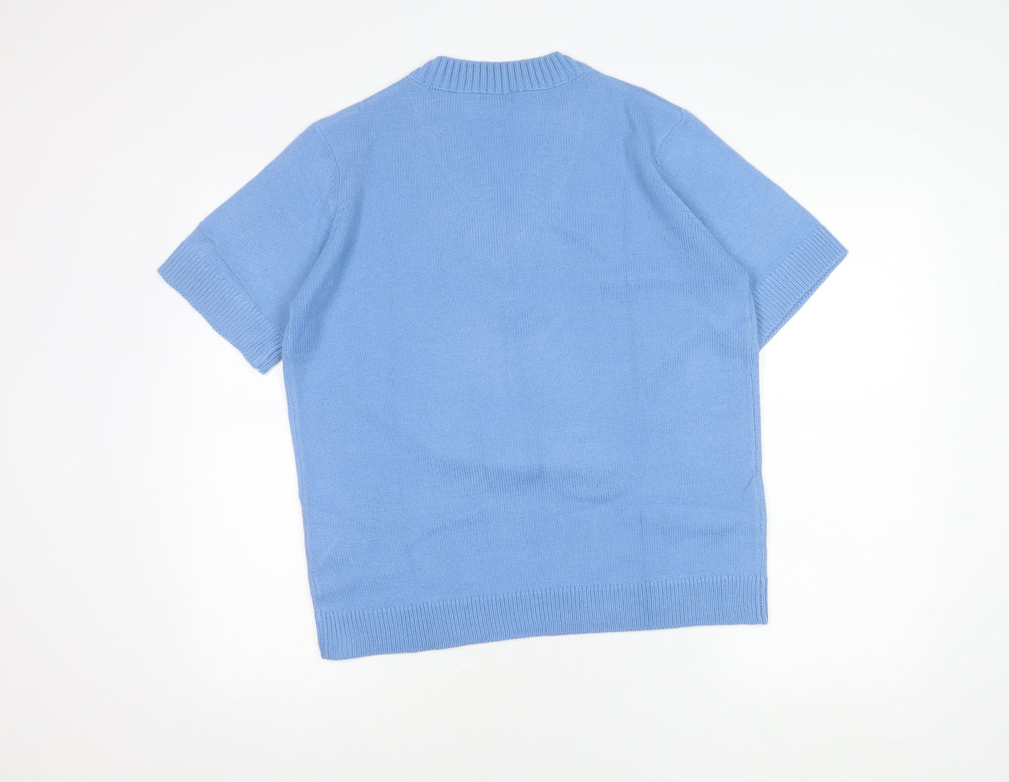 Damart Women's Blue Henley Knit Jumper Size L