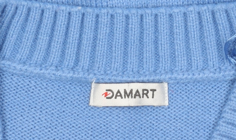 Damart Women's Blue Henley Knit Jumper Size L