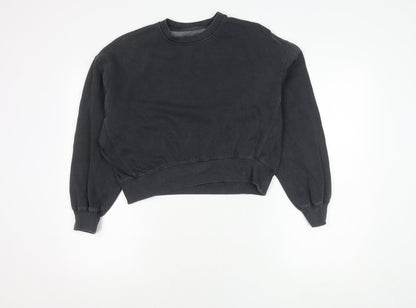 Zara Girls Black Sweatshirt 13-14 Years Cozy Crew Neck