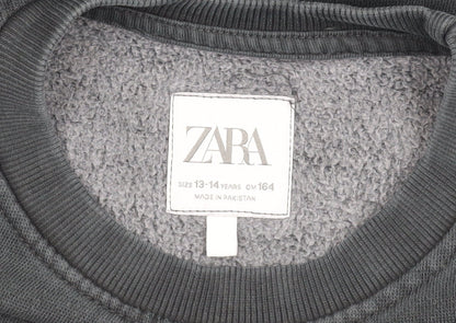 Zara Girls Black Sweatshirt 13-14 Years Cozy Crew Neck