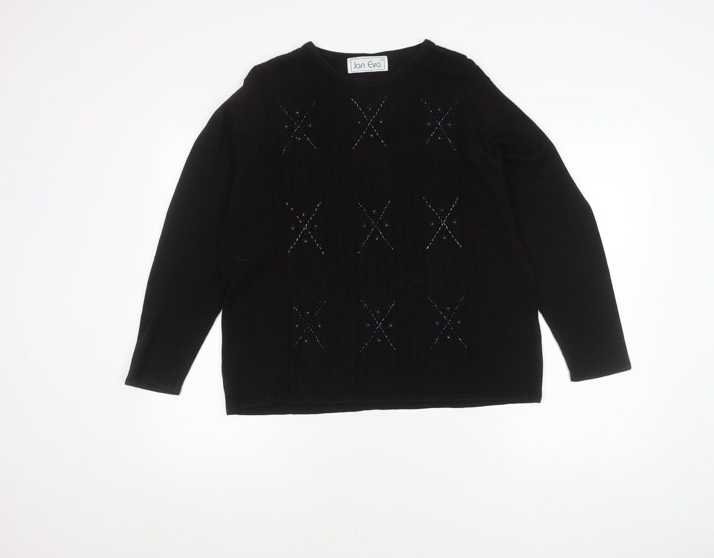 Womens UK Size L Jan Eva Black Pullover Jumper