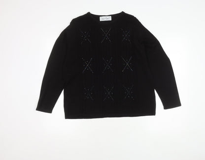 Womens UK Size L Jan Eva Black Pullover Jumper