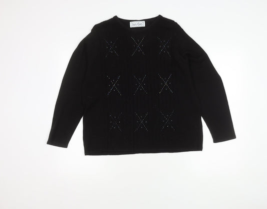 Womens UK Size L Jan Eva Black Pullover Jumper