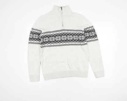 Kensington Eastside Men's White Fair Isle Jumper S