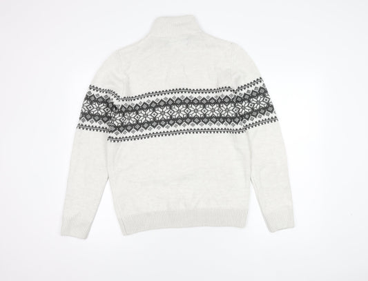 Kensington Eastside Men's White Fair Isle Jumper S