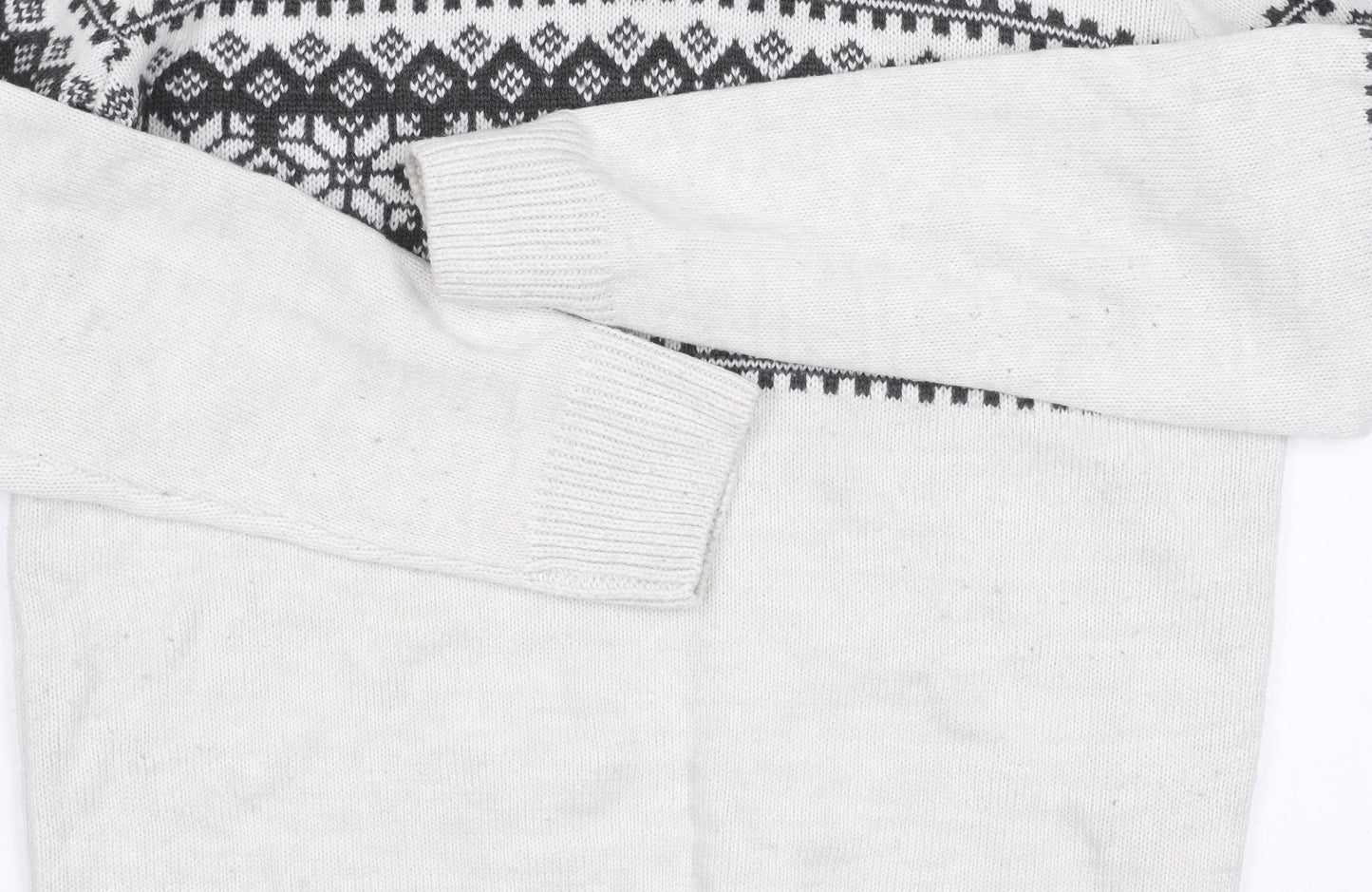 Kensington Eastside Men's White Fair Isle Jumper S