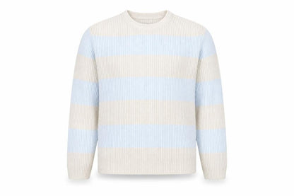 Marks and Spencer Women Beige Blue Striped Pullover Jumper