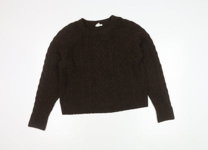 H&M Men's Brown Cable-Knit Pullover - Size M