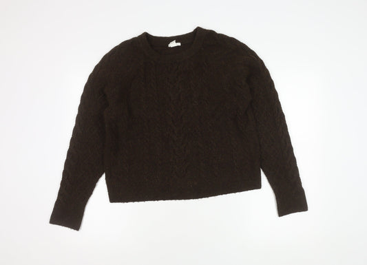 H&M Men's Brown Cable-Knit Pullover - Size M